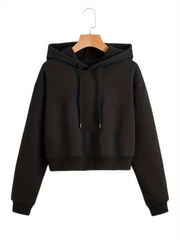 Solid Drawstring Hoodies Casual Long Sleeve Sweatshirt
