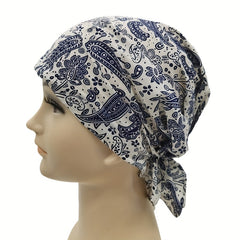 Paisley Print Bandana Women Hijab Turban Cap Elastic Lightweight Beanie Cap