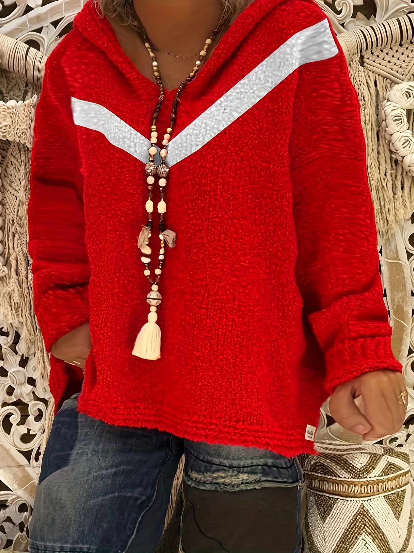 Colorblock Stripe Print Hoodie Jumper