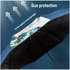 Koi Pattern UV Protection Sunshade Umbrella Automatic Folding