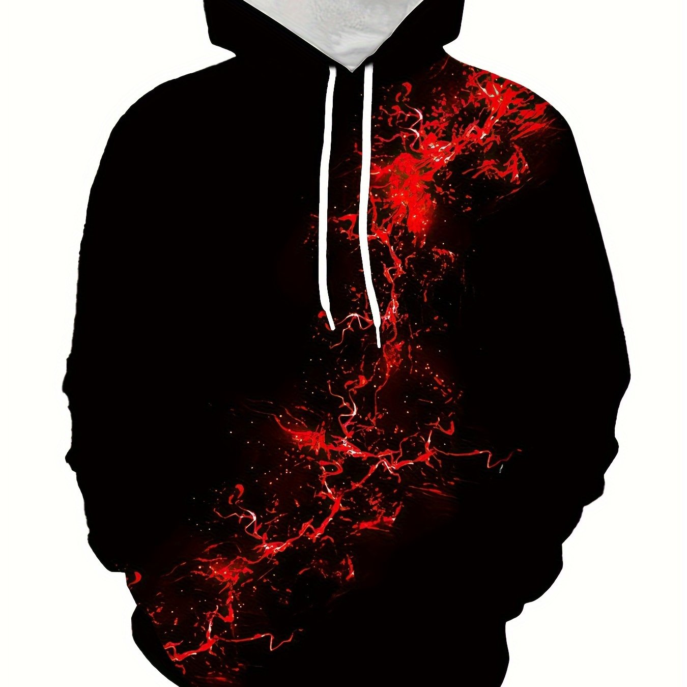 Red Flame Print Hoodie Men Graphic Hooded Pullover for Autumn Winter