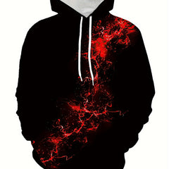 Red Flame Print Hoodie Men Graphic Hooded Pullover for Autumn Winter