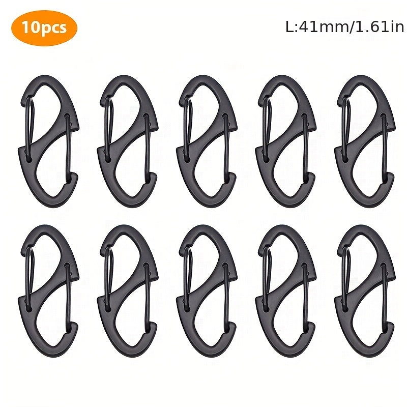 10pcs Stainless Steel S Type Carabiner Keychain Hooks With Lock