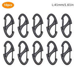 10pcs Stainless Steel S Type Carabiner Keychain Hooks With Lock