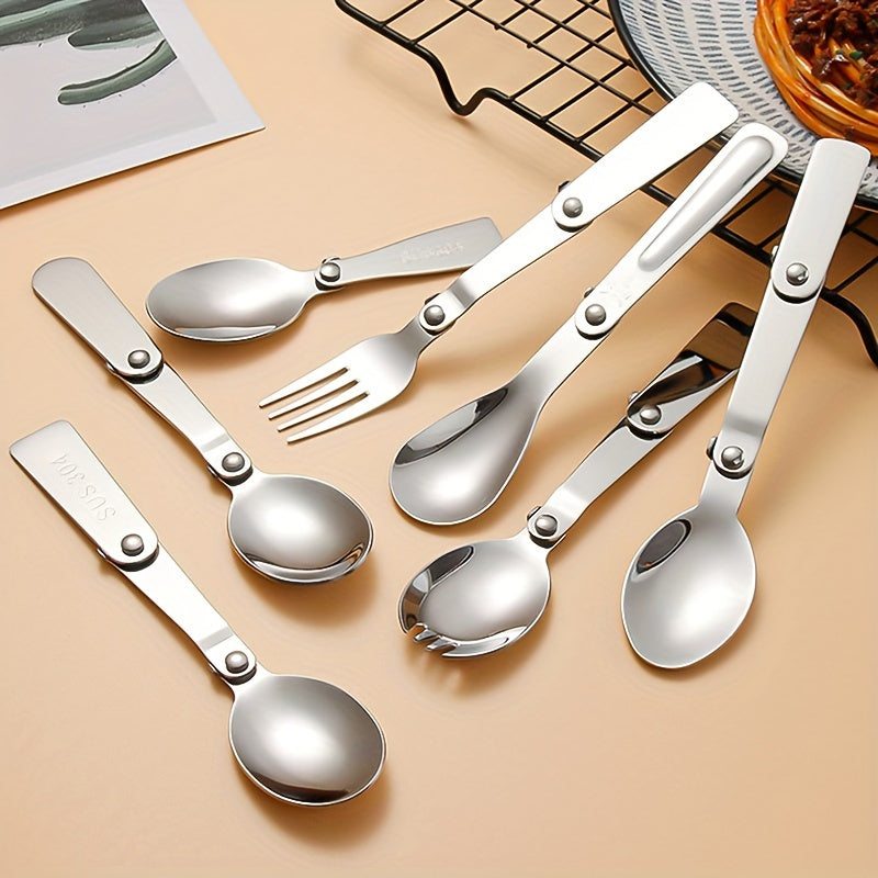 304 Stainless Steel Portable Three Fold Spoon And Fork