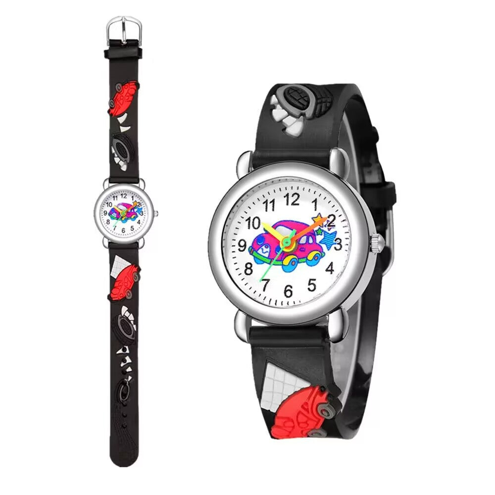 Boys Cartoon Car Quartz Watch Rubber Sports Children's Accessories