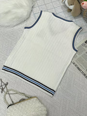 Youth V Neck Knitted Vest Uniform Varsity Style