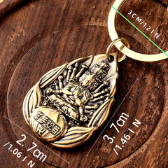 Buddha Brass Key Chain Gourd Fengshui Coin Pendant Keychain