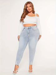 Ripped High Rise Skinny Jeans With Pockets