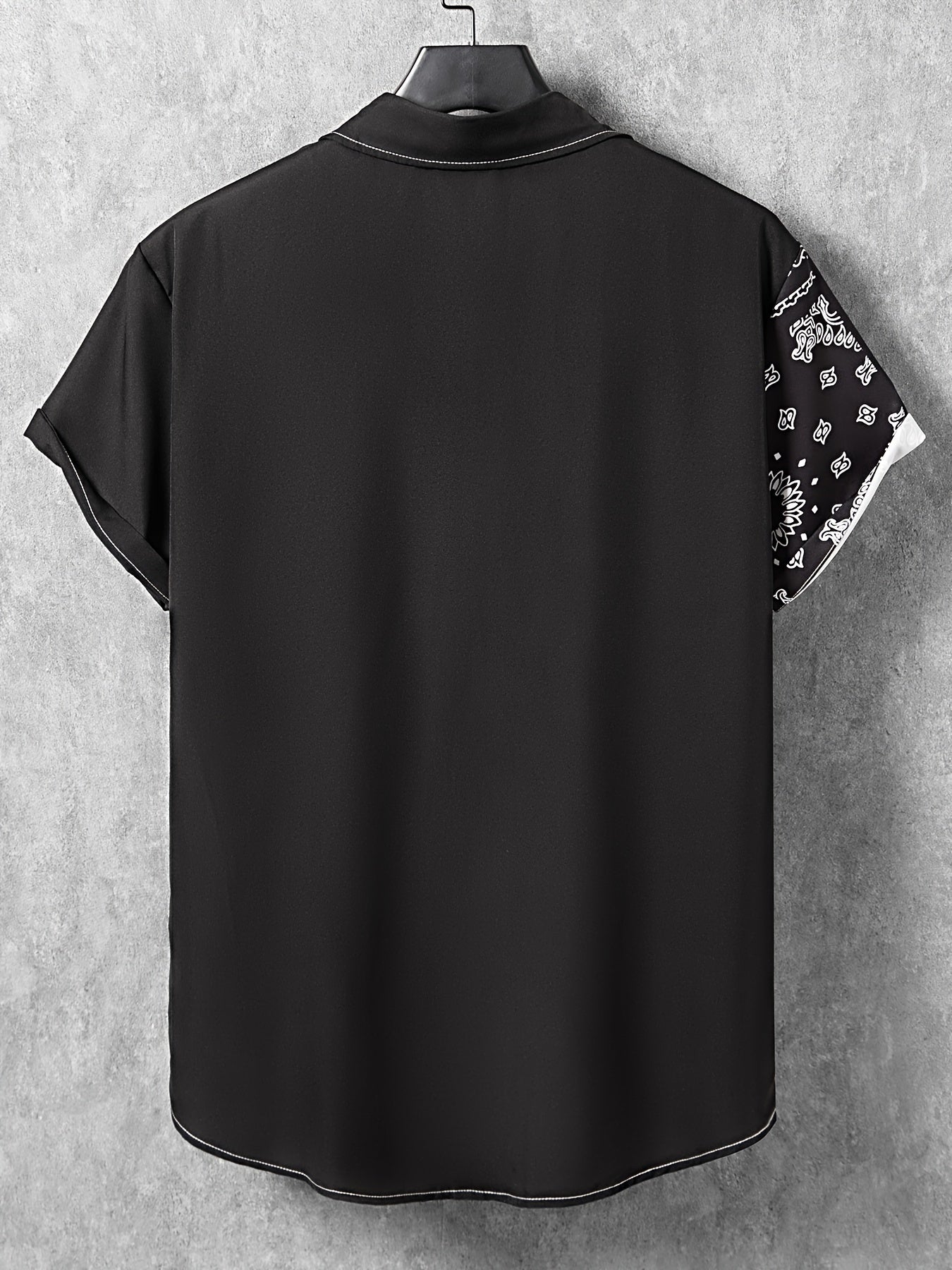 Men's Bandana Pattern Camp Collar Shirt