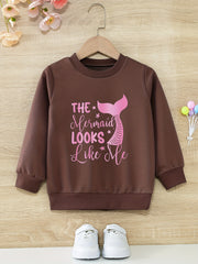Mermaid Tail Pattern Sweatshirt For Girls