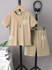Boys Short Sleeve T Shirt & Shorts Set Casual Street Style 2 Pcs
