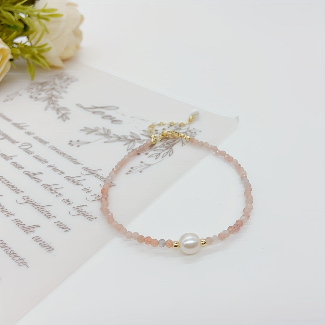 Strawberry Crystal Faux Pearl Bracelet for Girls