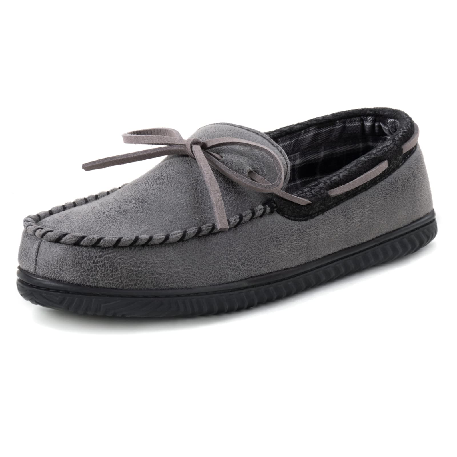 Cozy Plush Moccasin Slippers Memory Foam Indoor Shoes for Men