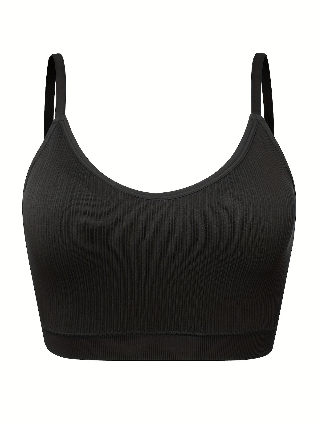 Plus Size Wireless Ribbed Sports Bra - Comfortable Breathable Bralette