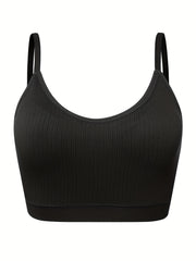 Plus Size Wireless Ribbed Sports Bra - Comfortable Breathable Bralette