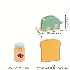 Kids Wooden Kitchen Playset with Toaster and Food Pieces