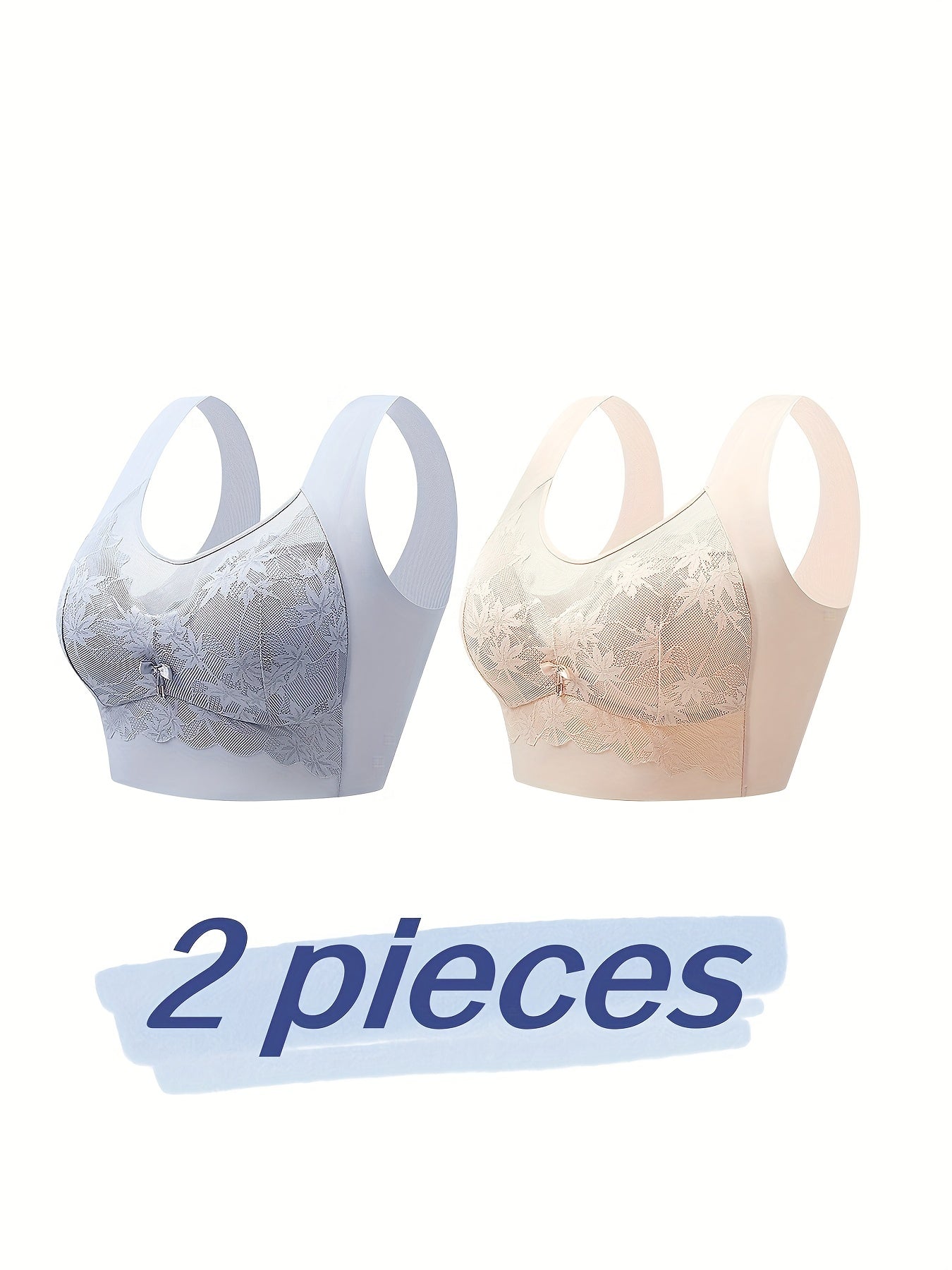 2pcs Lace Wireless Bras Soft & Comfy Tank Bra