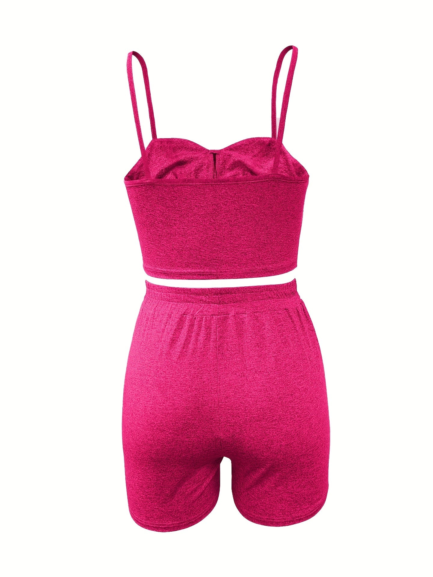 Solid Cami Top & Drawstring Waist Shorts Set