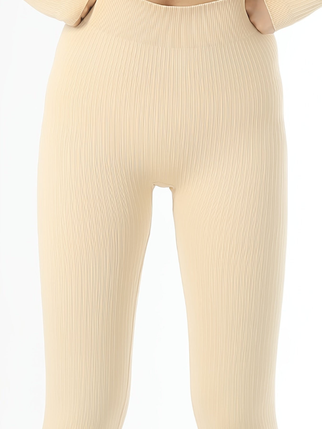 Ribbed Yoga Leggings High Waist Sports Workout Pants Women's Activewear