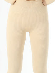 Ribbed Yoga Leggings High Waist Sports Workout Pants Women's Activewear
