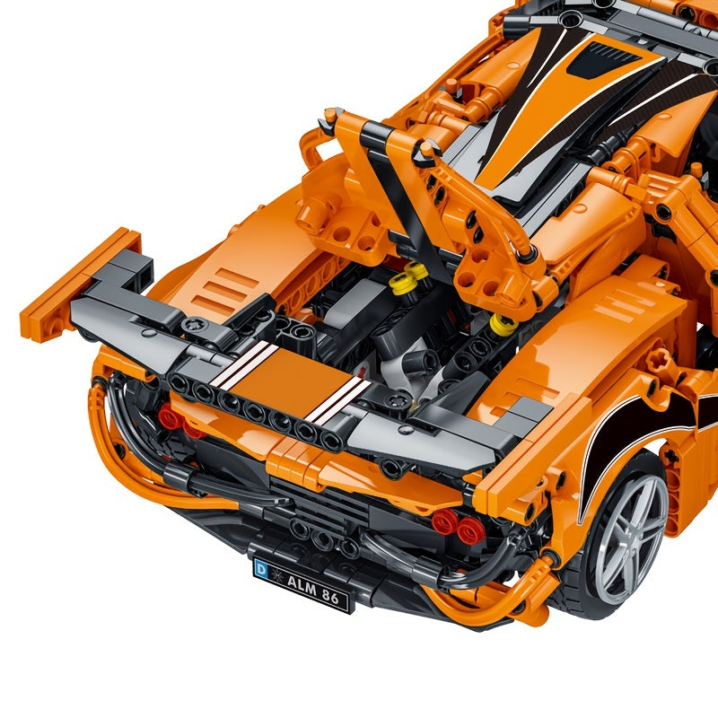 Orange Supercar Racing Building Blocks for Adults & Kids