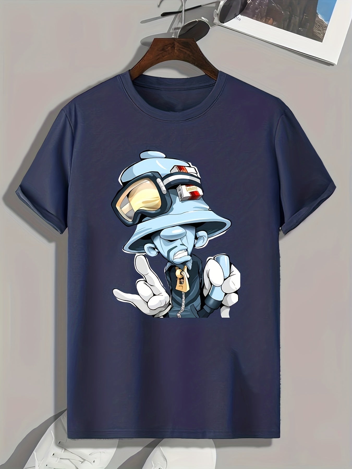 Funny Cartoon Print Men's Graphic T-shirt for Summer