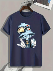 Funny Cartoon Print Men's Graphic T-shirt for Summer