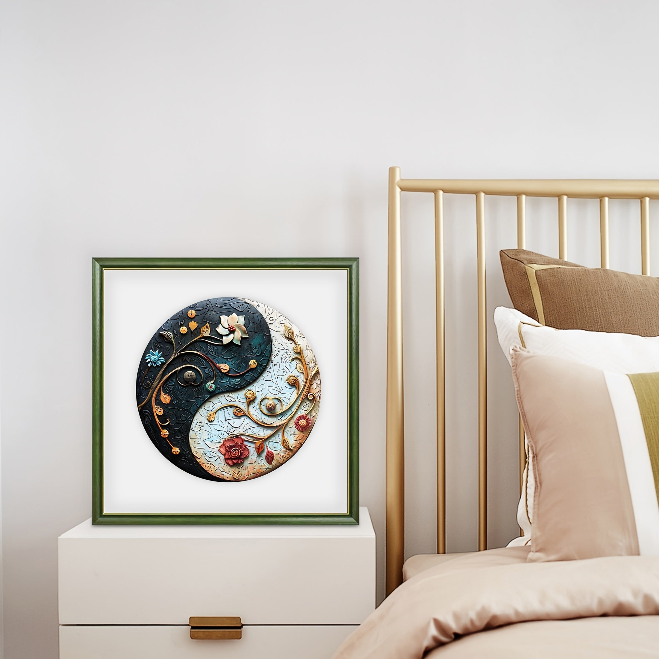 Yin Yang Floral Puzzle Decorative Art Painting