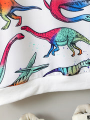 Colorful Dinosaurs Print Boys Pullover Sweatshirt Long Sleeve