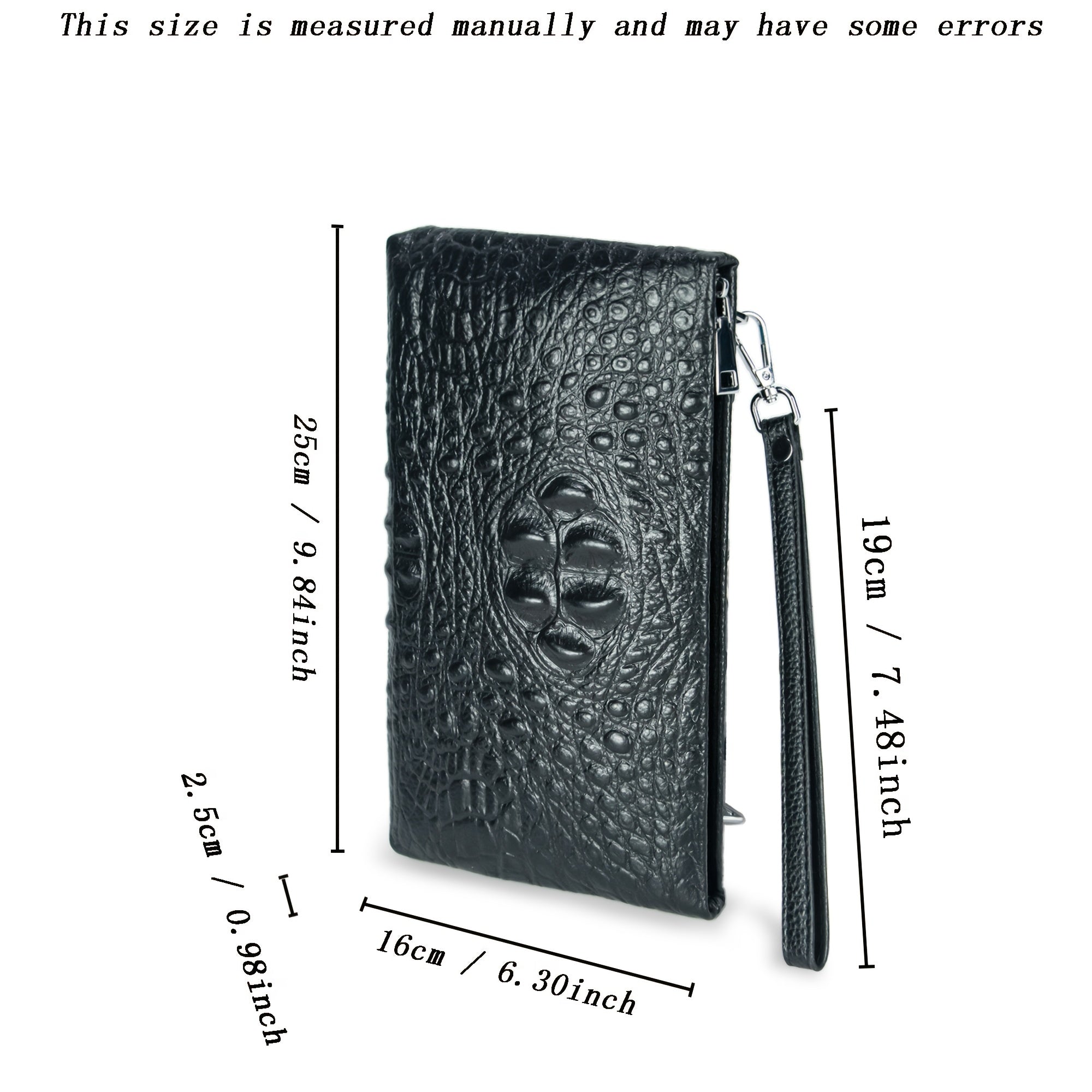 AODASI Crocodile Pattern Leather Wallet with Zipper Coin Pocket