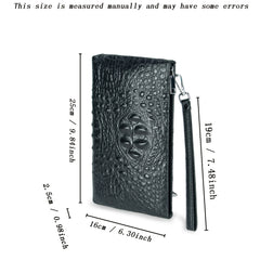 AODASI Crocodile Pattern Leather Wallet with Zipper Coin Pocket