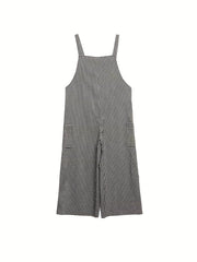 Plaid Print Dual Pockets Overall Jumpsuit