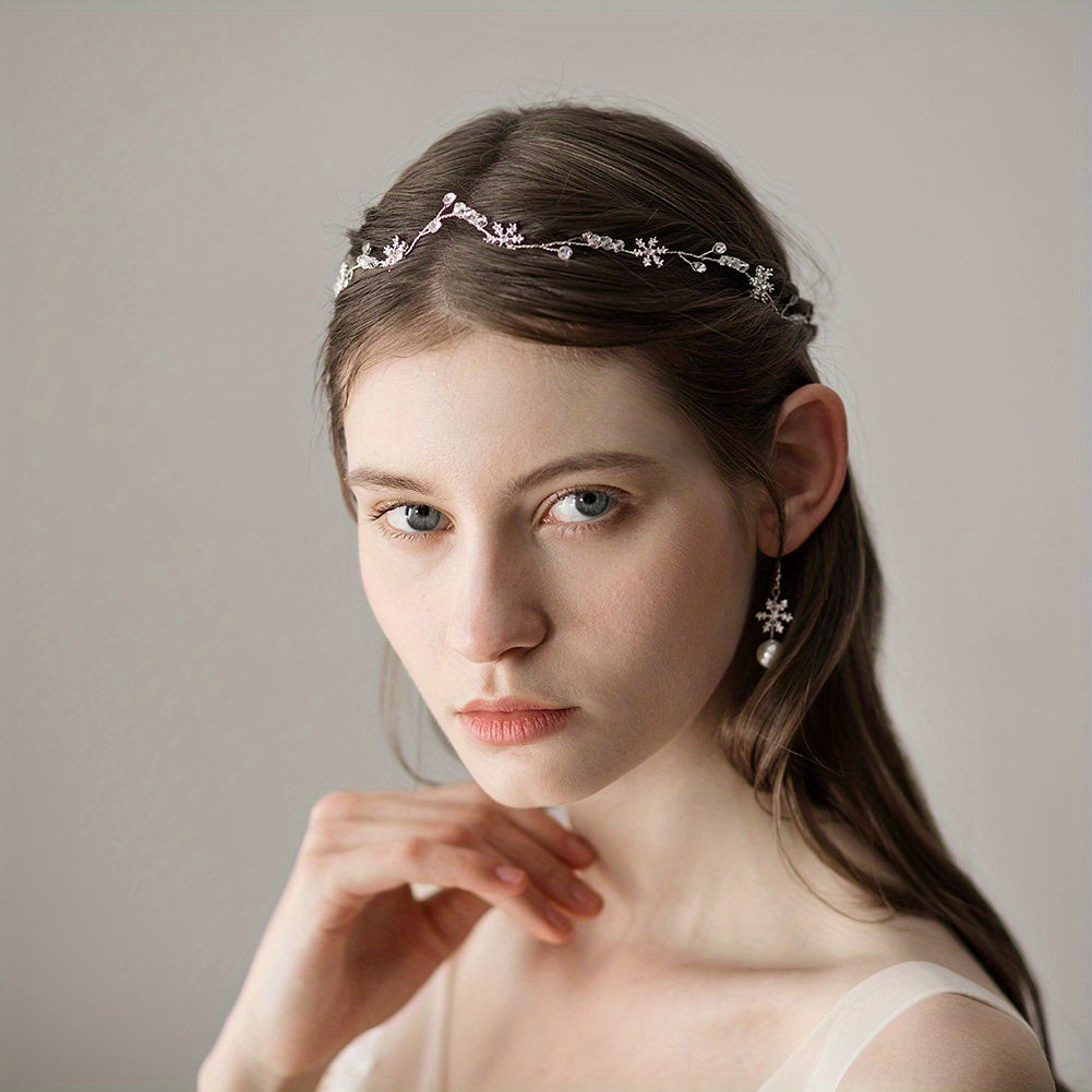 Snowflake Shape Rhinestone Head Piece for Bridal Wedding