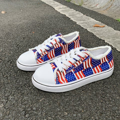 Women's Flag Canvas Shoes Low Top Sneakers for 4th of July