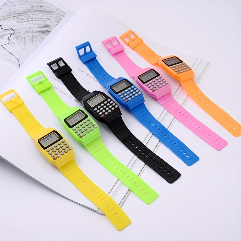 Kids Calculator Watch LCD Clock Unisex Silicone Date Time Electronic Wrist Watch