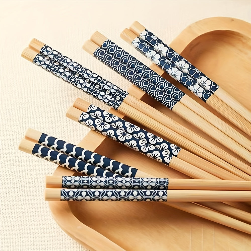 5 Pairs Reusable Bamboo Chopsticks Multicolor Dishwasher Safe