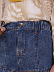 Girls Denim Solid Skirt