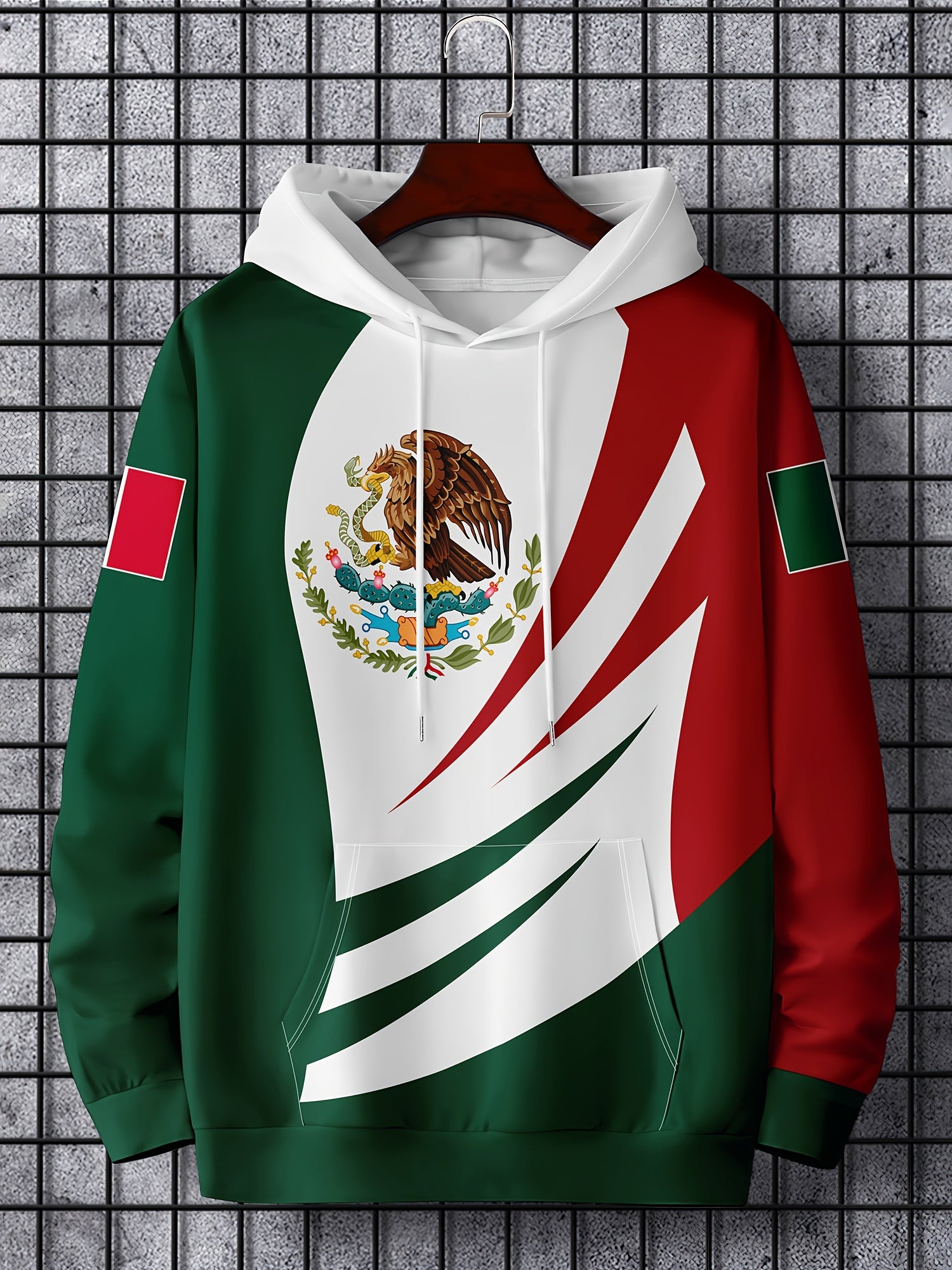 Mexico Rooster Print Hoodie Mens Graphic Pullover Autumn Winter
