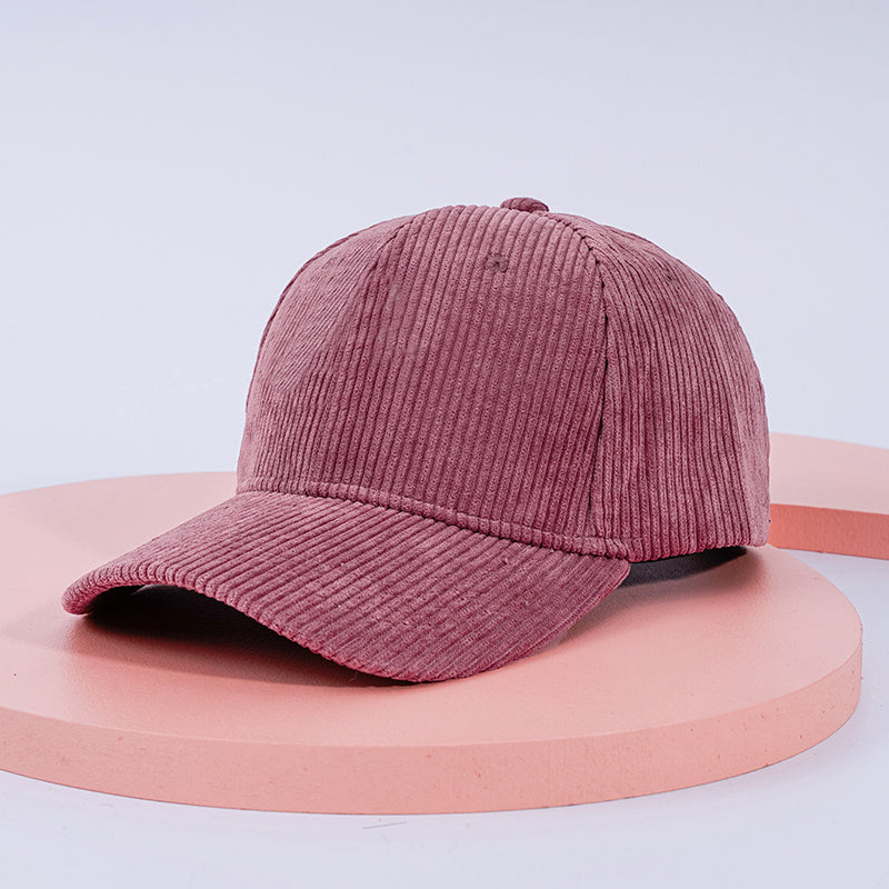 Corduroy Strapback Cap Solid Colour Summer Beach Hats