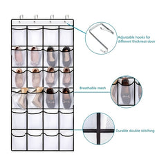 Over The Door Shoe Organizer Hanging Closet Storage Bag Rack With 24 Pockets