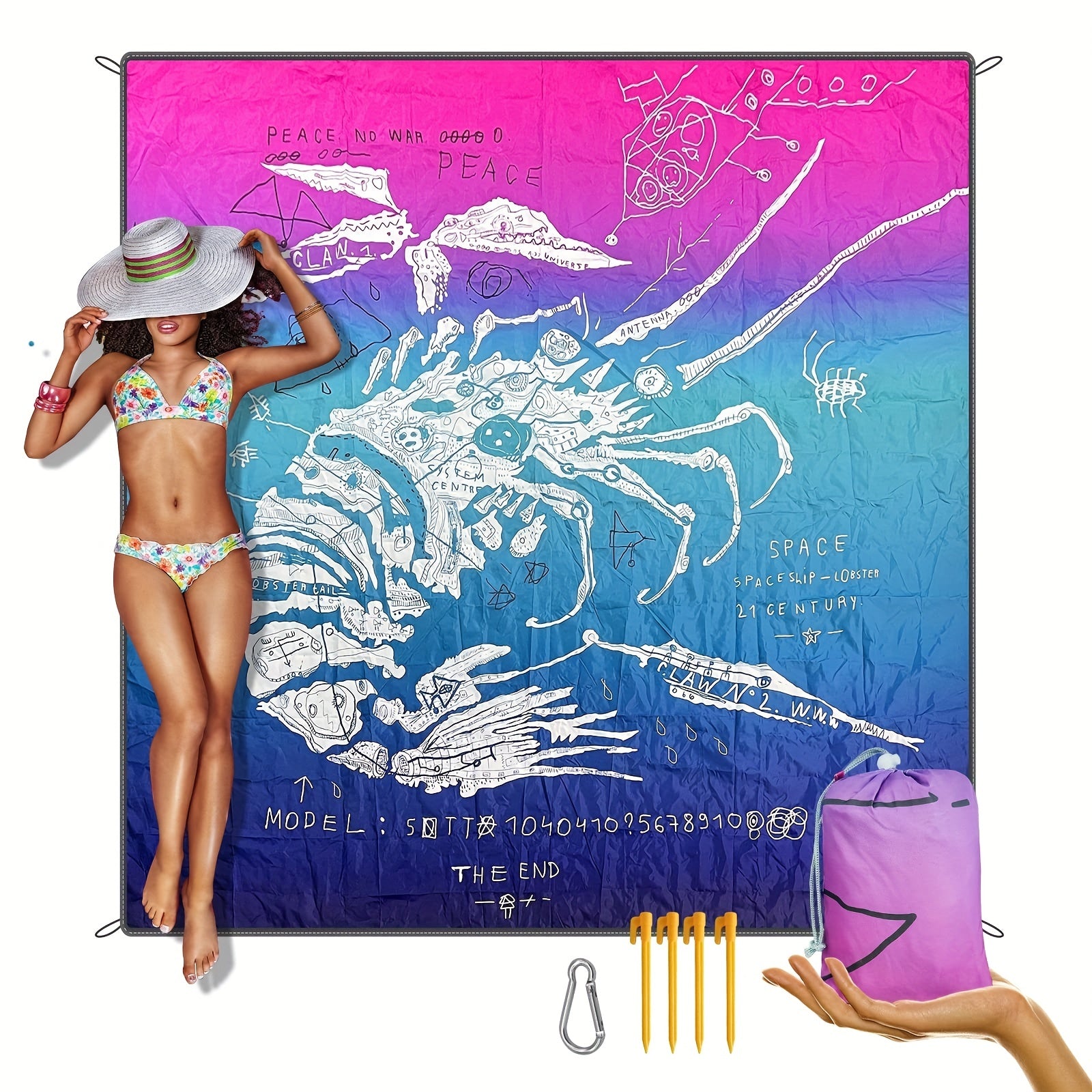 Waterproof Beach Blanket 200x200 Lightweight Mat for Summer Travel