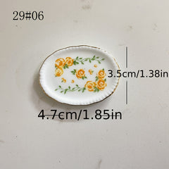 Dollhouse Ceramic Plate with Natural Pattern - Kitchen Props