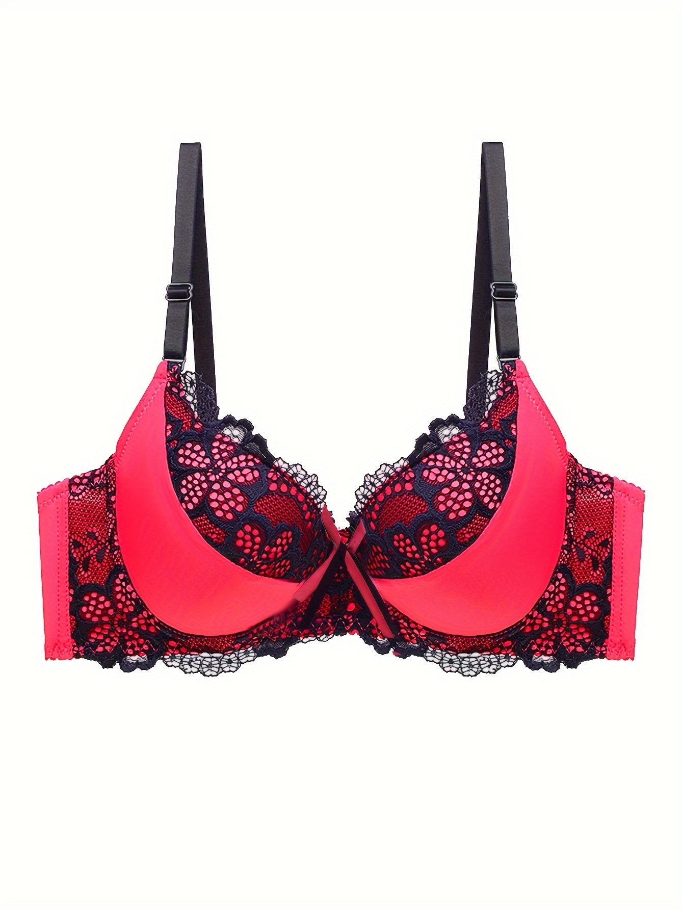 Colorblock Lace Push Up Bra Women's Lingerie