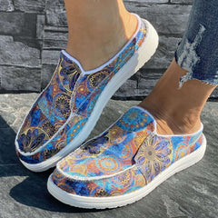 Geometric Pattern Slip On Shoes - Women's Lightweight Comfortable