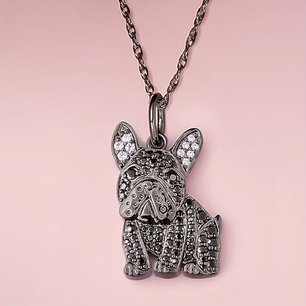 French Bulldog Rhinestone Pendant Necklace Pet Dog Jewelry