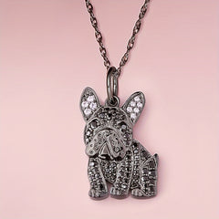 French Bulldog Rhinestone Pendant Necklace Pet Dog Jewelry