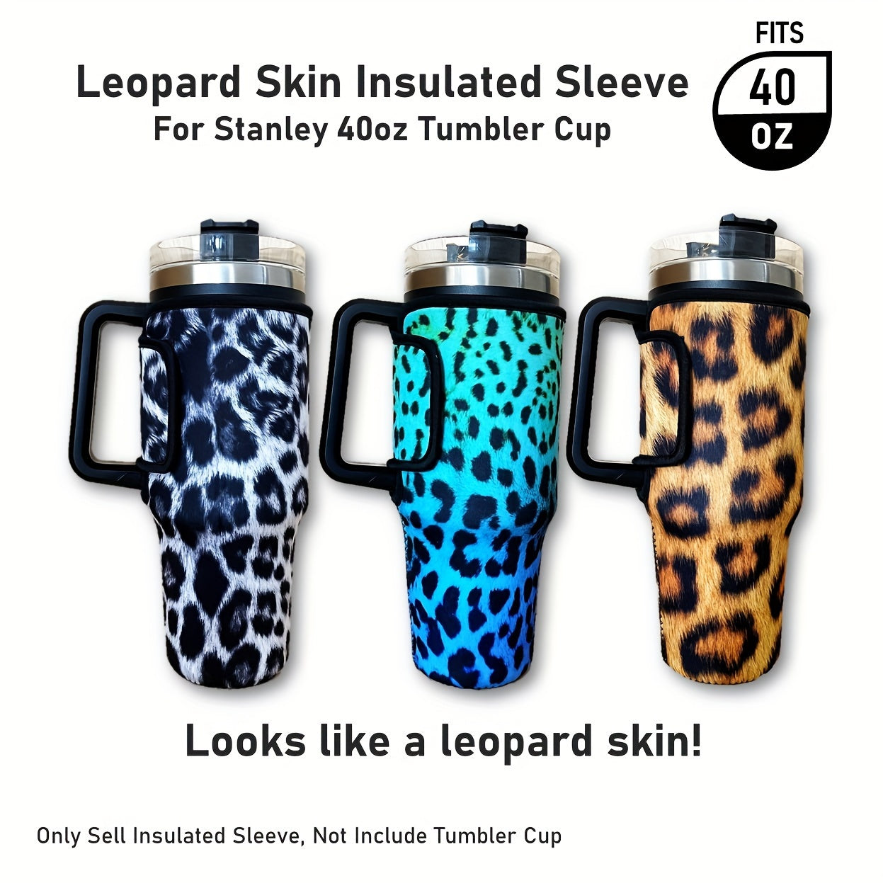 Waterproof Leopard Skin Insulated Bottle Sleeve for 40oz Water Bottle