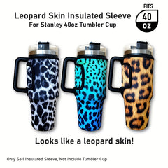 Waterproof Leopard Skin Insulated Bottle Sleeve for 40oz Water Bottle