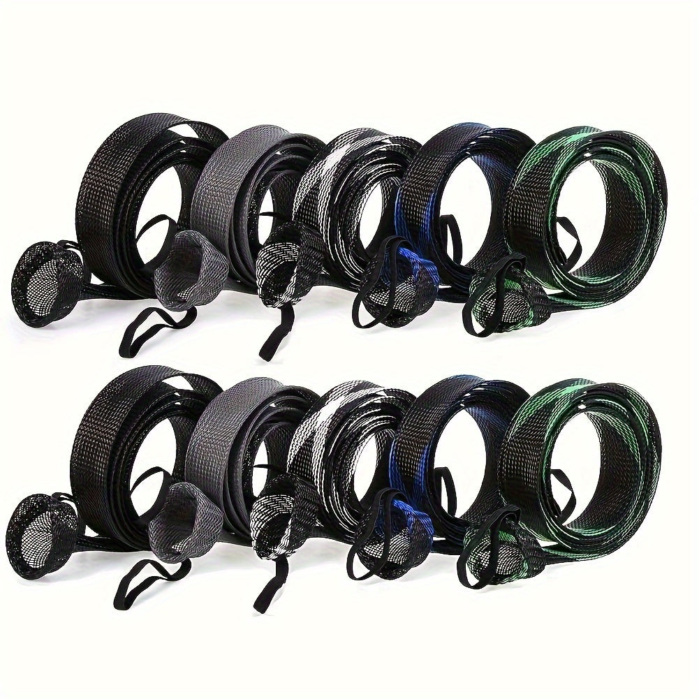 5/10pcs Braided Mesh Fishing Rod Sleeve Sea Fishing Cover Casting Spinning Rod